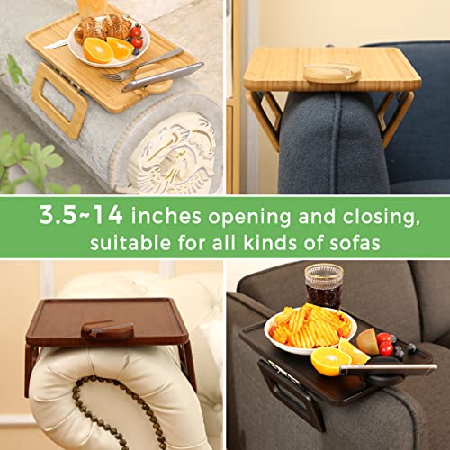 Smatdecis Couch Arm Tray Table Sofa Arm Clip, Armrest Tray Table Suitable for Home Drinks/Fast Food/Fruit Etc, Large Size Multi-Function Natural(360° Rotating Stand A) - color: Natural, size: 13" x 9.4"(360°A)