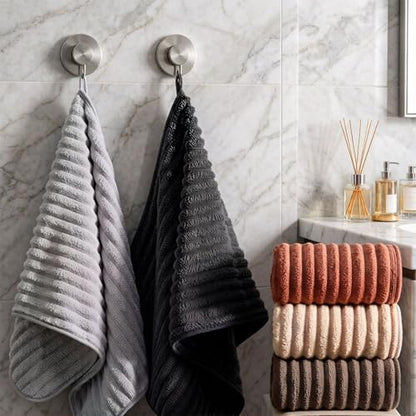 Luxury 2-Piece Quick-Dry Bath Towel Set 27.5X 55 Inches – Ultra Soft Microfiber for Bathroom, Bar, Pool, Gym & Travel – Elegant Twill Design - color: Darkgrey+lightgrey