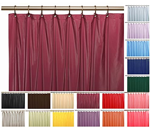 Elegant Heavy Duty Vinyl Shower Curtain Liner with 12 Metal Grommets Burgundy - color: Burgundy