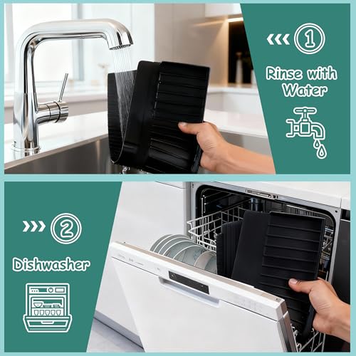 Silicone Sink Edge Protector Splash Guard,Sink Granite Edge Protector,30x4 Inch with Suction Cups & 5°Tilt, Cuttable for Kitchen Bathroom Countertops, Granite Quartz Surfaces (Black)