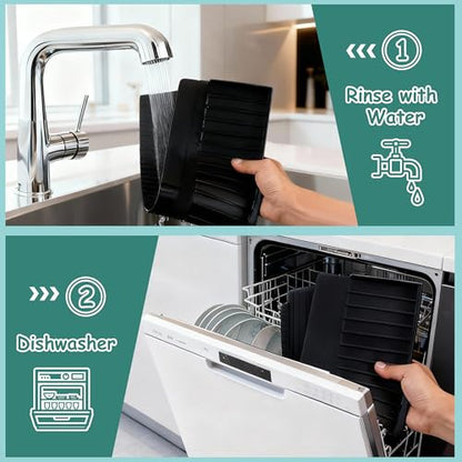 Silicone Sink Edge Protector Splash Guard,Sink Granite Edge Protector,30x4 Inch with Suction Cups & 5°Tilt, Cuttable for Kitchen Bathroom Countertops, Granite Quartz Surfaces (Black)