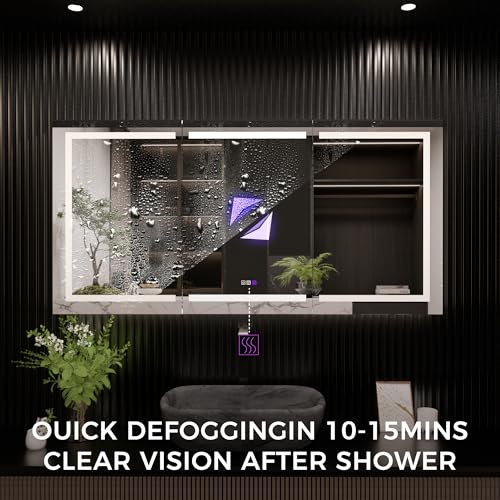 Luxury 72" Wall-Mounted LED Bathroom Medicine Cabinet, Outlets, Anti-Fog | Surface-Mount/Recessed, Double-Sided Mirror Cabinet, 3 Color Temp, DTC Silent-Close Hinges, Adjustable Tempered Glass Shelfs - size: 72"W x 36"H