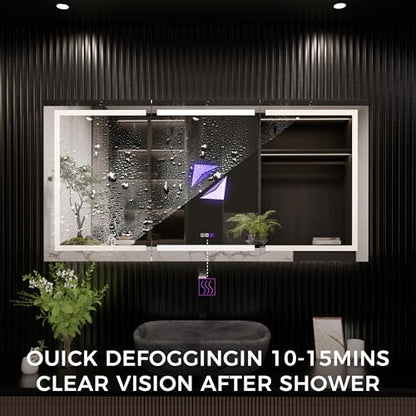 Luxury 72" Wall-Mounted LED Bathroom Medicine Cabinet, Outlets, Anti-Fog | Surface-Mount/Recessed, Double-Sided Mirror Cabinet, 3 Color Temp, DTC Silent-Close Hinges, Adjustable Tempered Glass Shelfs - size: 72"W x 36"H