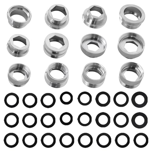 [2025 New] 12 Pcs Faucet Adapter Kit, Kitchen Aerator Adapter Male to Female Water Hose, Sink Faucet Adapter for Garden Hoses Sink Sprayers Water Filters, Standard Hose via Diverter