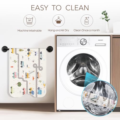 SHUCHING Baby Bath Mat for Tub Non Slip-40x16 Inch, Car and Road | Bathtub Mat for Kids & Toddler Mold Free, Long Shower Mat for Inside Shower with Suction Cup, Machine Washable - color: Car and Road