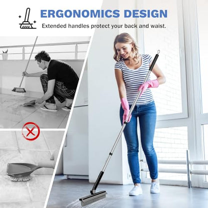 SetSail Grout Cleaner Brush with Long Handle, V-Shaped Floor Brush, Black | Swivel Grout Brush Stiff Bristle Floor Grout Scrubber for Bathroom, Tile Line, Crevice, Kitchen, Wall, Deck, Garage - color: Black Grey