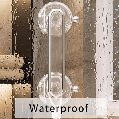 Transparent Non-Piercing Suction Grab Bar Heavy-Duty Waterproof Safety Handle for Bathroom, Shower Doors, Windows & Kitchen, Removable Handrails (2)