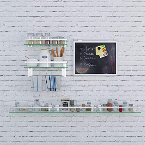 Bathroom Wall Shelf 15.7in Bathroom Glass Shelves Wall Mount Glass Shelf Rustproof Bathroom Wall Organizer 3 Tier (Sliver) - style: 3 tier without towel bar silver
