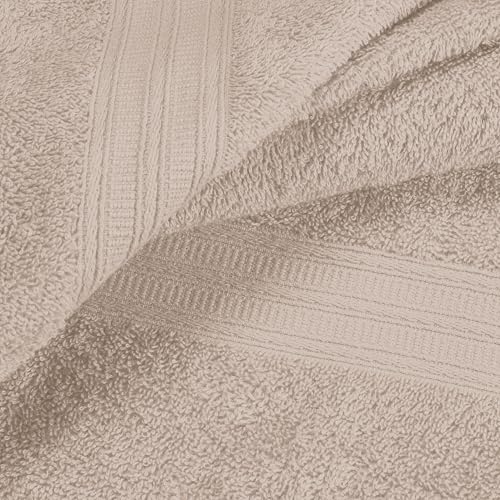 BOUTIQUO 6 Pack Cotton Towel Set, Contains 2 Bath Towels 27x54 inch, 2 Hand Towels 16x24 inch & 2 Wash Coths 12x12 inch, Ideal Everyday use, Ultra Soft Compact & Lightweight - Tan - color: Tan, size: 6 Piece Towel Set