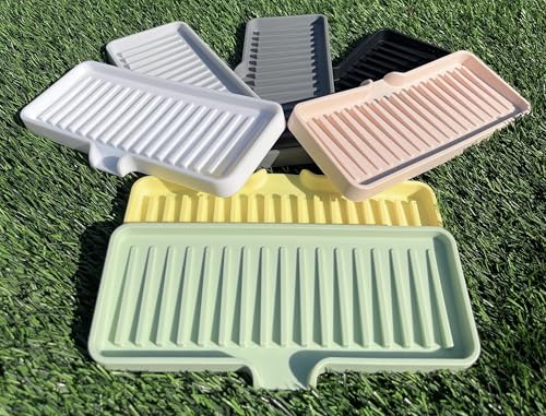 Silicone Soap Dish Tray and Sponge Holder with Drain Chute, Rectangular, Kitchen and Bathroom Sink Organizer (Light Grey, 9"x3.5") - color: Light Grey, size: (MD) 9"x3.5"