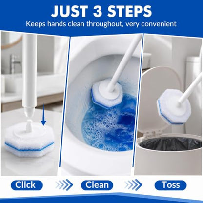 100 Pcs Disposable Toilet Wand Refills Bulk,No Cleaner Required | Disposable Toilet Brush Refills,No Falling Apart,4X Thick Lather Cleaning Power,Fresh Scent,Fits Clorox and Most Toilet Wands