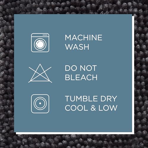 Town & Country Basics Spa Step Noodle Solid Bathroom Toilet Lid Cover, Plush, Soft, and Absorbent, Machine Washable, Dark Grey, 18.5"x19.6" - color: Dark Grey