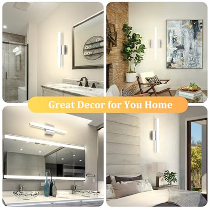 Bathroom Vanity Light Fixtures Above Mirror, Modern Wall Sconce | Small 16 Inch, Chrome, Soft Shadow Free, Linear Lamp Bar, over Sink, Sleek, Rustproof, Non-Glare, 4000K Natural White, 1 Pack - color: 4000K, size: 16inch
