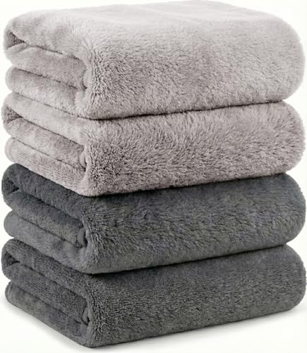Hyaluronic Acid Bath Towels, Set of 4, Microfiber (Color Mix 3) - color: Color Mix 3