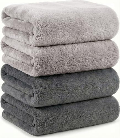 Hyaluronic Acid Bath Towels, Set of 4, Microfiber (Color Mix 3) - color: Color Mix 3