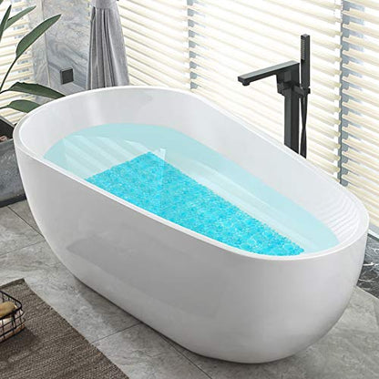 Pebble Bathtub Shower Mat Non Slip 34.2"x15.7", Transparent Green | Extra Long Bath Mat for Tub Non Slip, Machine Washable, Shower Mats for Inside Shower, Bathroom Mat, with Suction Cups - color: Transparent Green