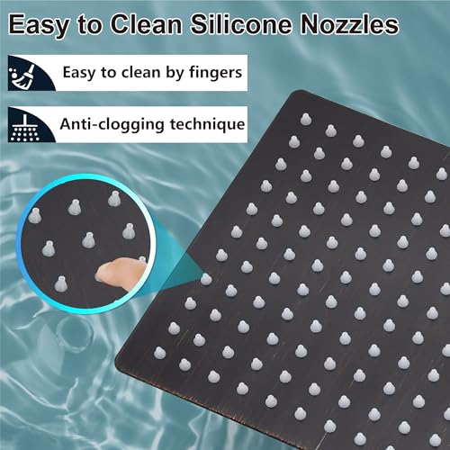 Midanya Square Rain Shower Head,High Pressure,Oil Rubbed Bronze 10 Inch | 360°Swivel,Ceiling or Wall Mount,Waterfall Full Body Coverage,Bathroom Remodel,Stainless Steel Large Rainfall Shower Head - color: Bronze, size: 10 Inch