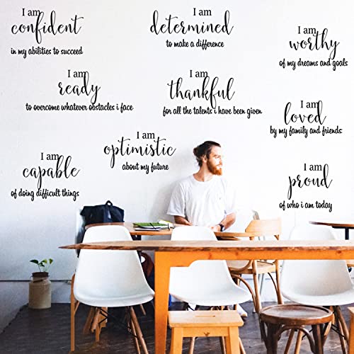 9 Pieces Inspirational Decals Black Motivational Wall Sticker Vinyl Wall Quotes Stickers Wall Art Stickers Peel and Stick Wall Decals for Girl Boy Bedroom Living Room