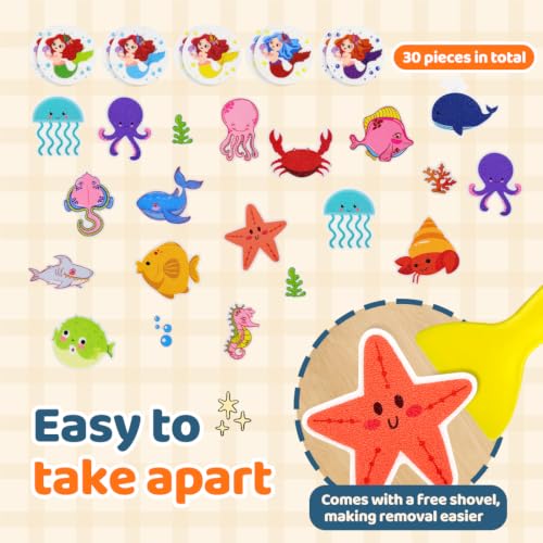 30 PCS Non Slip Bathtub Stickers for Kids, Cute Anti-Slip Shower Treads with Premium Scraper, Waterproof Safety Appliques for Bathroom Tub, Shower Floor, Stairs (Mermaid) - color: Mermaid