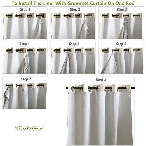 DriftAway Thermal Insulated Blackout Curtain Liner 2 Panels Each Liner Size 50 Inch by 80 Inch Rings Included - size: 50"W x 80"L (Pack of 2)