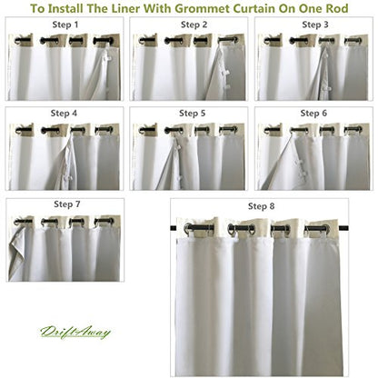 DriftAway Thermal Insulated Blackout Curtain Liner 2 Panels Each Liner Size 50 Inch by 80 Inch Rings Included - size: 50"W x 80"L (Pack of 2)