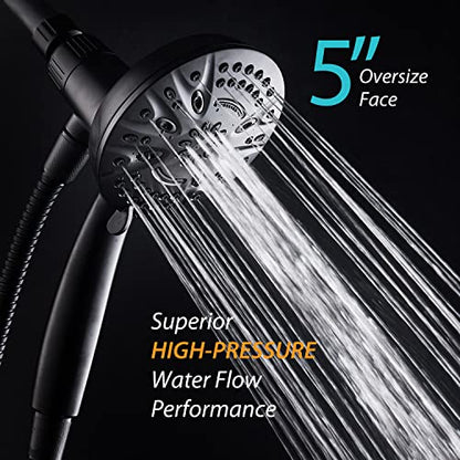 AquaDance New Magnetic Docking 8-setting High Pressure Handheld Shower Head | Space-age Magnetic Guidance Bracket System, Giant 5-inch Face, Extra-long 72-inch Stainless Steel Hose - Black - color: Matte Black
