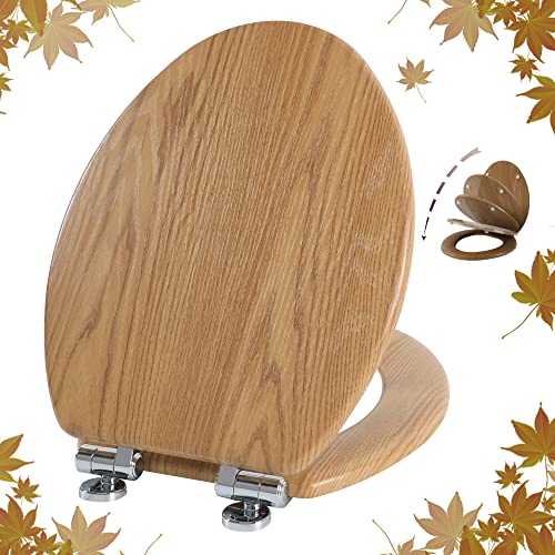 Elongated Toilet Seat Molded Wood Toilet Seat with Quietly Close and Quick Release Hinges, Easy to Install also Easy to Clean by Angol Shiold (Elongated, Original style) - color: Original style, size: Soft Close Hinge