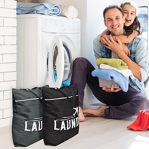 2 Pcs Large Travel Laundry Bags - Washable Waterproof Wet Dry Bags for Dirty Clothes, Swimsuits, Gym Clothes, Laundry, Swimming Pool, Yoga, College Dorm (Black+Grey) - color: Black+Grey