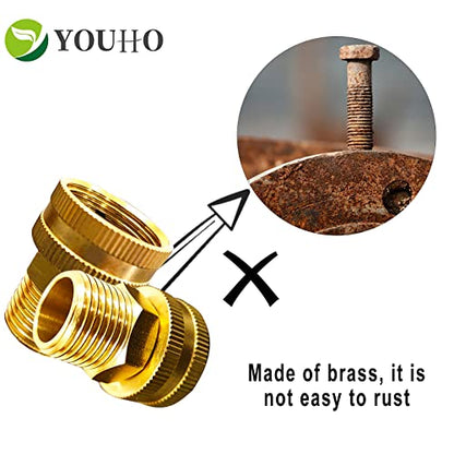 YOUHO Garden Hose Adapter Brass 3/4 GHT Female x 1/2 NPT Male Connector, GHT to NPT Adapter Brass Fitting, Garden Hose to Pipe Fittings Connect, Garden Pipe Joint Extension Repair Fitting - size: 1/2NPT(M) to 3/4 GHT(F)1pcs