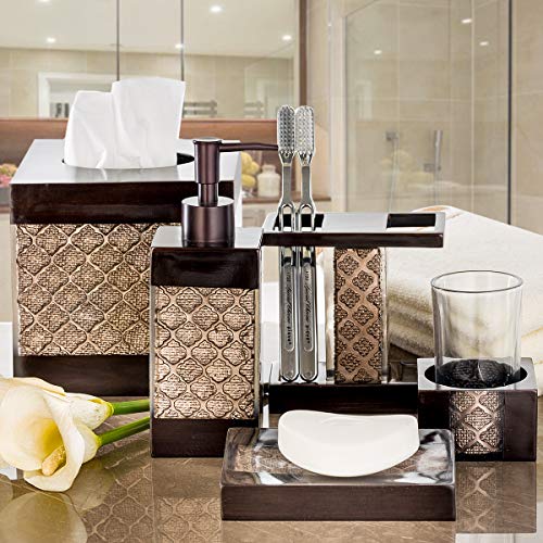 Creative Scents Dahlia Brown Bathroom Trash Can 1.98 Gal / 7.5L - Small Waste Basket for Bathroom - Durable Space Friendly Waste Bin - Decorative Wastebasket for Modern Room or Bedroom Decor