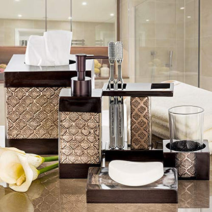 Creative Scents Dahlia Brown Bathroom Trash Can 1.98 Gal / 7.5L - Small Waste Basket for Bathroom - Durable Space Friendly Waste Bin - Decorative Wastebasket for Modern Room or Bedroom Decor