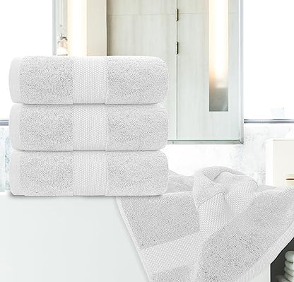 White Classic Luxury Bath Towels Set of 4 Large - 700 GSM Cotton Ultra Soft Bath Towels 27x54 | Highly Absorbent and Quick Dry | Hotel Towels for Bathroom Luxury, Plush Shower Towels, Silver - color: 06: Silver