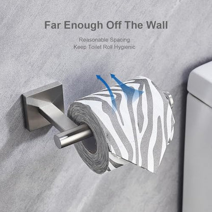 Wall-Mount Toilet Paper Holder, Open Arm, Brushed Nickel | SUS304 stainless steel, screw mount, fits standard, large and mega rolls, concealed caps, mounting hardware included - color: Brushed Nickel