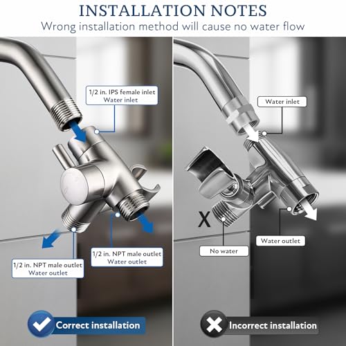 G-Promise Solid Metal Shower Head Diverter with Holder 3-Way | Spray Separately or Both, Adjustable-Angle Bracket, Anti-Leak, Smooth Knob Switch, Easy Install, Universal Replacement Part - color: Brushed Nickel