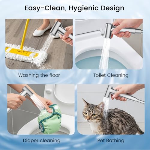 FEELSO Handheld Bidet Sprayer for Toilet, Adjustable Water Pressure Jet Spray Toilet with Bidet Hose for Diaper Sprayer Kit, Feminine Baby Wash, Pet Shower & Muslim Shower