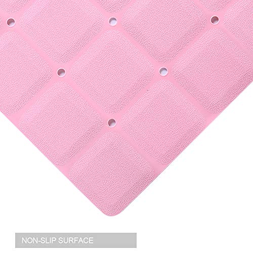 Webos Bathtub Mat Non Slip Soft Rubber Bathroom Bath No Suction Cups for Textured Tub Silicone Shower Bath Tub Mat(Pink, 28-inch x 14-inch) - color: Pink