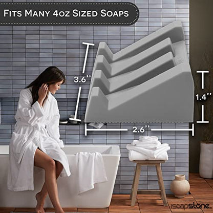 Silicone Soap Dish (USA Patented) Self Draining Bar Soap Holder for Shower Bathroom Sink, Drying Soap Dish Tray Kitchen Sponge Holder Easy Cleaning Soap Saver Mat (Light Grey, 2) - color: Light Grey, 2