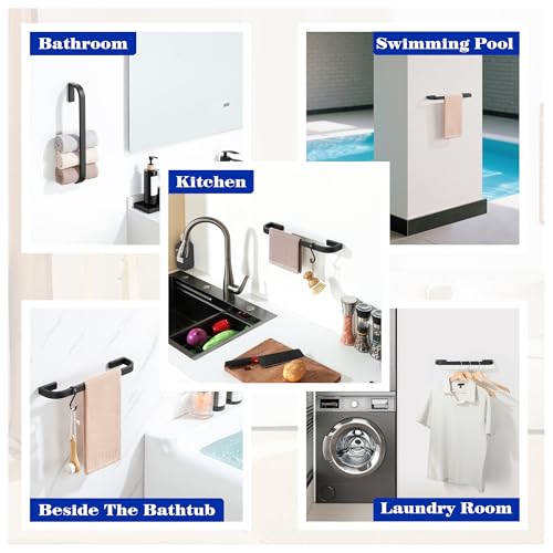 Alise 16'' Towel Bar for Bathroom,Black Towel Holder Towel Racks for Bathroom Wall Mount,SUS304 Stainless Steel Towel Rail Towel Hanger for Walls - size: 16 Inch