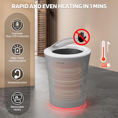 Lagute 20L Towel Warmer for Bathroom, 3-Level Timer, Warning Alarm & RGB Light, Auto Shut-Off, Heated Bucket for Bathrobe, Blanket, 40 '' x 70'' Towels, Gray - color: Gray