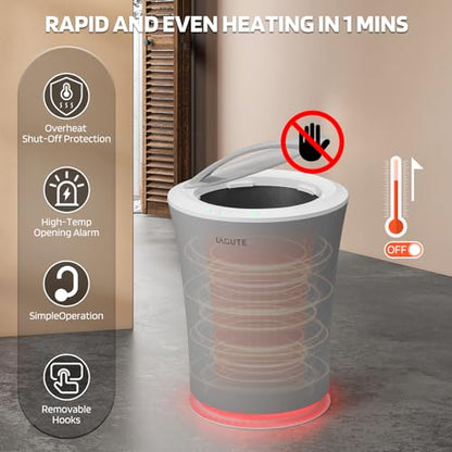 Lagute 20L Towel Warmer for Bathroom, 3-Level Timer, Warning Alarm & RGB Light, Auto Shut-Off, Heated Bucket for Bathrobe, Blanket, 40 '' x 70'' Towels, Gray - color: Gray