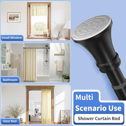 Black Shower Curtain Rod 36-68 Inch(3-5.67ft), No Slip No Drill Stainless Steel Spring Tension Curtain Rod, No Rust Shower Rod Adjustable For Bathroom closet - color: Matte Black, size: 36"-68"