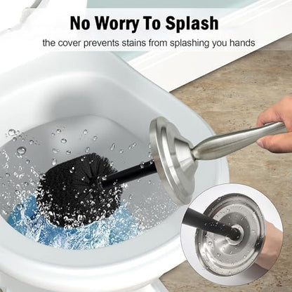 Brushed Nickel Toilet Bowl Brush with Holder, Durable Bathroom Cleaning Tool, Modern Design for Easy Toilet Maintenance, Bathroom Cleaner Brush for Efficient Cleaning and Hygiene - color: Brushed Nickel 2