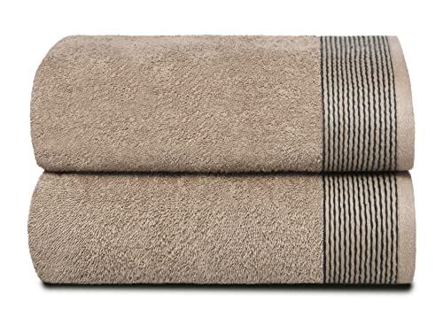 BELIZZI HOME 2 Pack Oversized Cotton Bath Towels, Tan, 28x55 inches - color: Tan