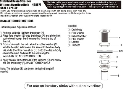 Grid Drain Strainer Assembly Without Overflow for Bathroom Sink, C.O. Plug Grid Lavatory Drain, Bathroom Sink Grid Strainer by Artiwell, Brushed Nickel - color: Brushed Nickel, style: Without Overflow