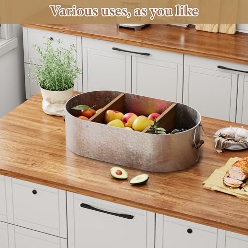 Oakrain Farmhouse Towel Rack, Wood Wall Shelf Galvanized Wash Tub | Rustic Towel Holder, Decorative Hanging Shelf for Bathroom, Lavatory, Entryway - size: R-Oval