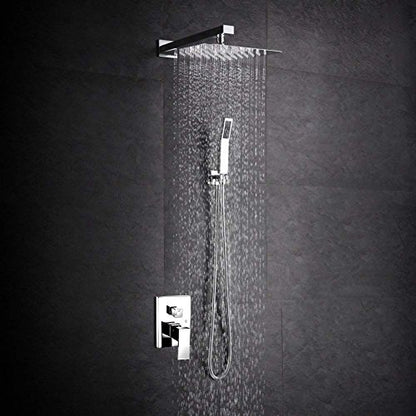 NearMoon Rain Shower Head, High Flow Stainless Steel Square Rainfall Shower, Waterfall Bath Shower Body Covering, Ceiling or Wall Mount (12 Inch, Chrome Finish) - color: Chrome Finish, size: 12 Inch Square
