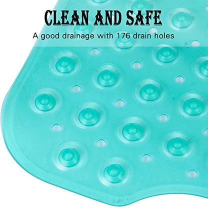 YINENN Bath and Shower Safety Mats 40x16 inch, Non Slip with Suction Cups for Bathroom Stall and Tub Floor, Extra Large and Machine Washable, Drain Holes Keep Bathtub Clean, Green - color: Green