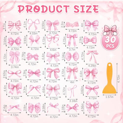Fullhawl 30 Pcs Pink Bow Non Slip Shower Stickers, Bathtub Safety | Pink Bow Design, Slip Resistant Texture, Easy Application, Creates a Cute and Safe Bathroom Space - style: Pink Bow