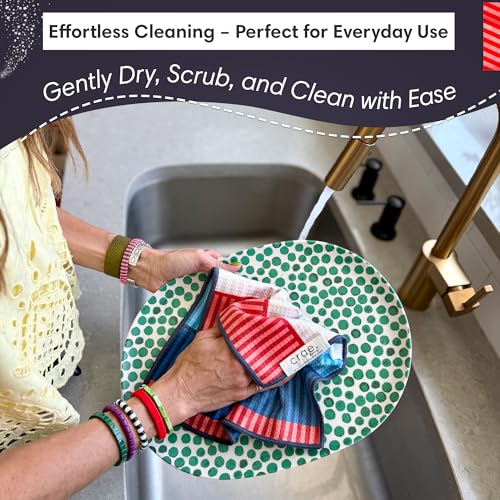 Microfiber Hand Towel & Washcloth Set, Double-Sided Waffle Weave Set of Two | Super Absorbent, Lint-Free, Fast Drying, Stars & Stripes Pattern, Red/Blue/Cream, Bathroom, Kitchen, Car & Windows Cloth Sets - color: Stars & Stripes - Red, Blue, Cream, size: