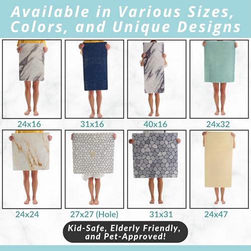 Enkosi Loofah Shower Mat Non Slip – Square Anti Slip Bath Mat for Inside Showers, Bathtub, Tub, Bathroom - Grey, Cushioned, Quick Dry PVC, with Drain Holes - Secure Grip Safety Pad (Grey 24x24) - color: Grey, size: 24" x 24" (Square)